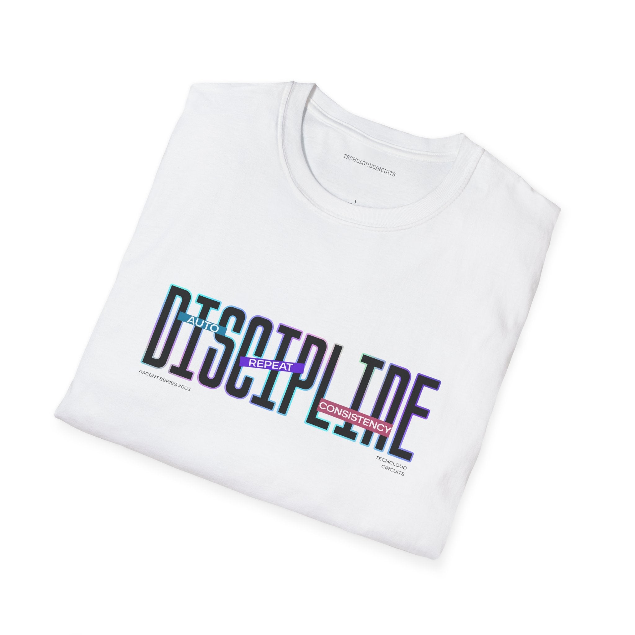 DISCIPLINE //003 Neon Typography Motivational Tee (Light Variant)
