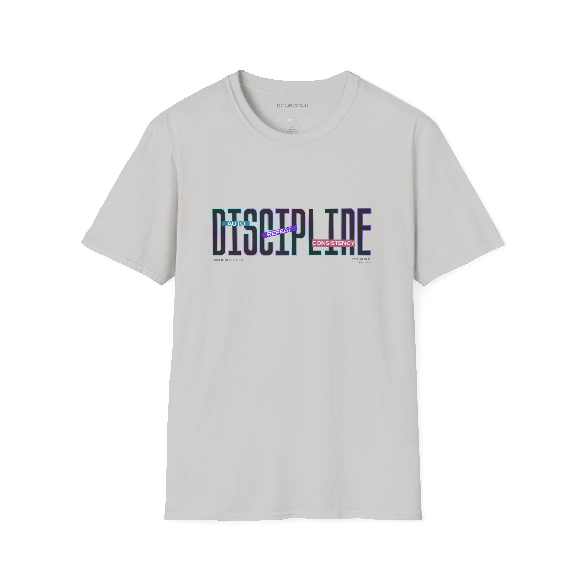 DISCIPLINE //003 Neon Typography Motivational Tee (Light Variant)
