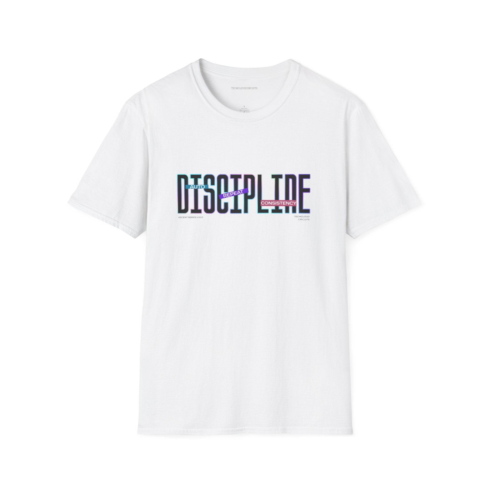 DISCIPLINE //003 Neon Typography Motivational Tee (Light Variant)