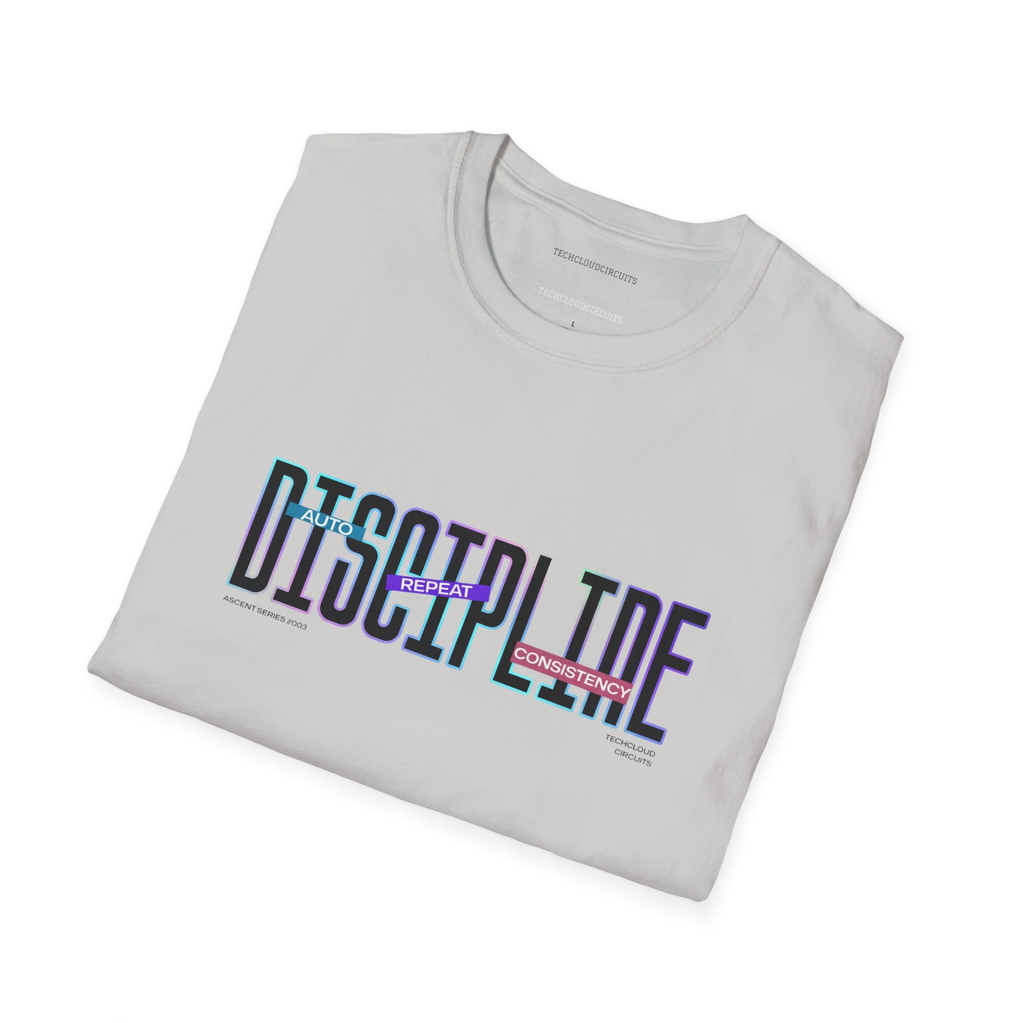DISCIPLINE //003 Neon Typography Motivational Tee (Light Variant)