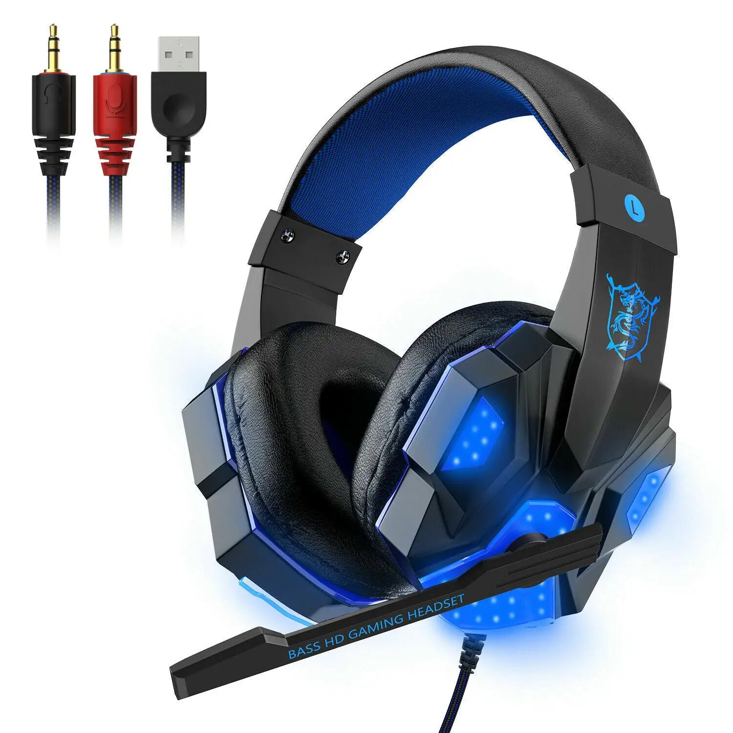 LED Gaming Headset 3.5mm Surround Sound for PS4/Xbox/PC