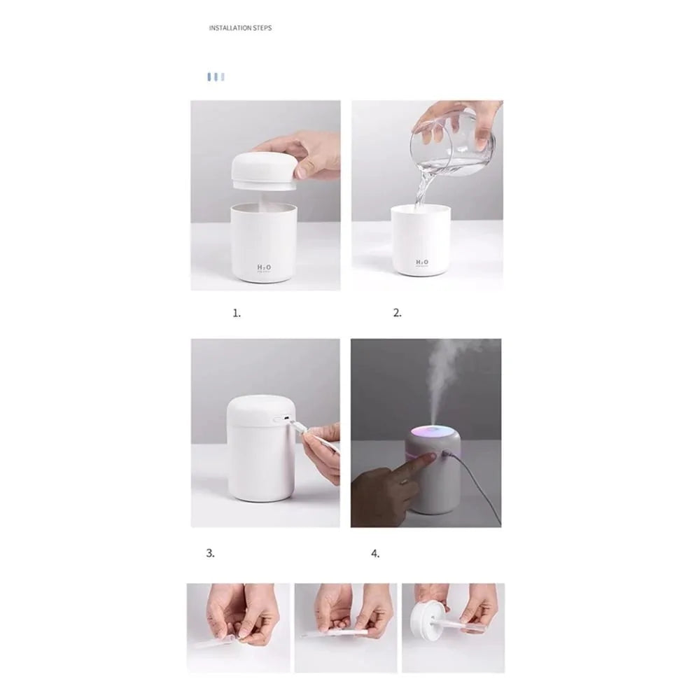 Compact 300ml Ultrasonic Humidifier