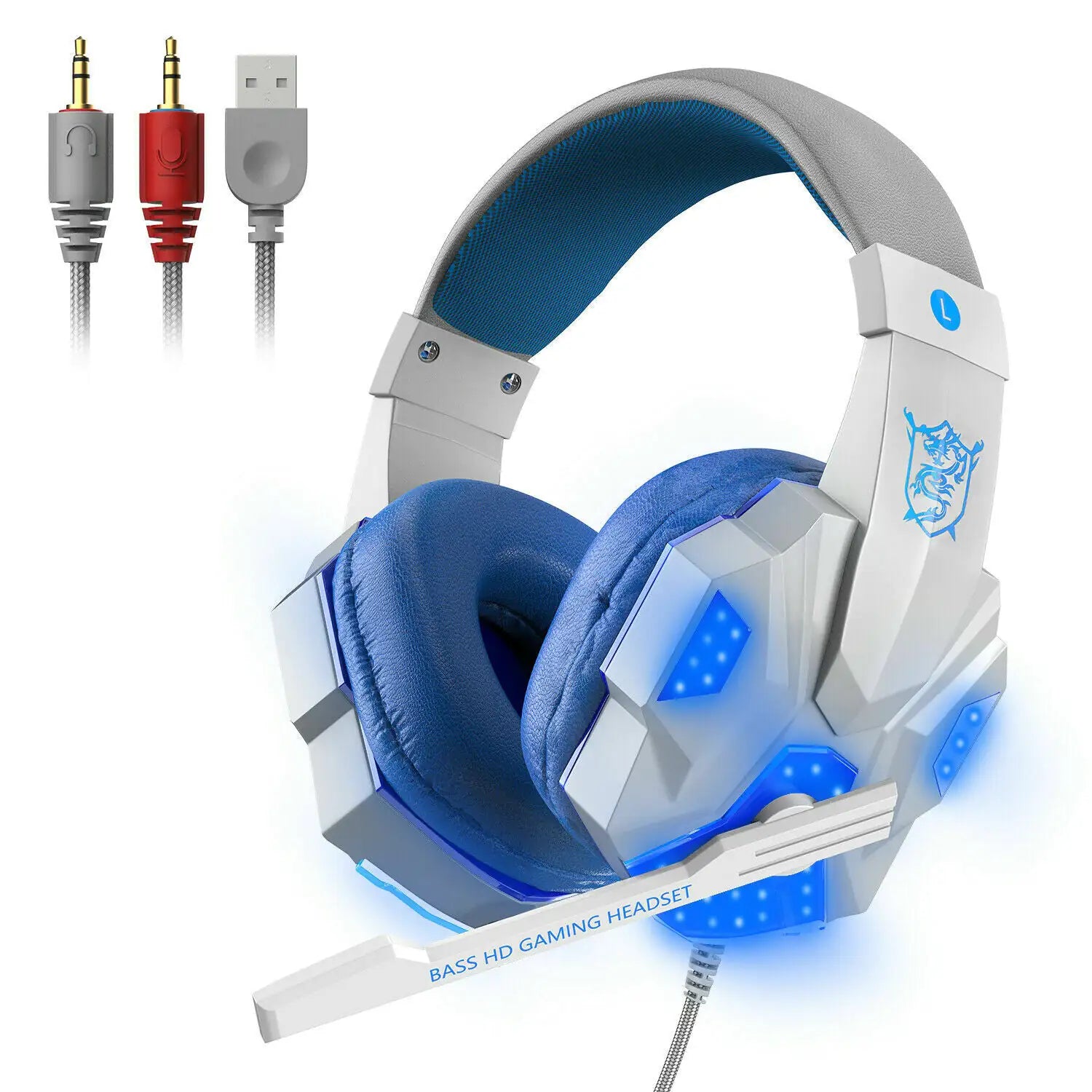 LED Gaming Headset 3.5mm Surround Sound for PS4/Xbox/PC