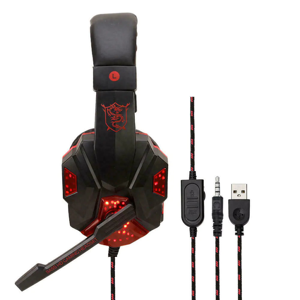LED Gaming Headset 3.5mm Surround Sound for PS4/Xbox/PC