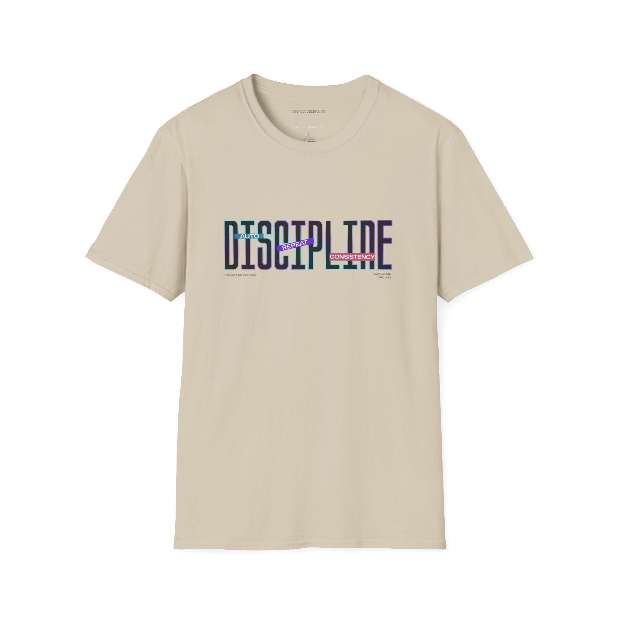 DISCIPLINE //003 Neon Typography Motivational Tee (Light Variant)