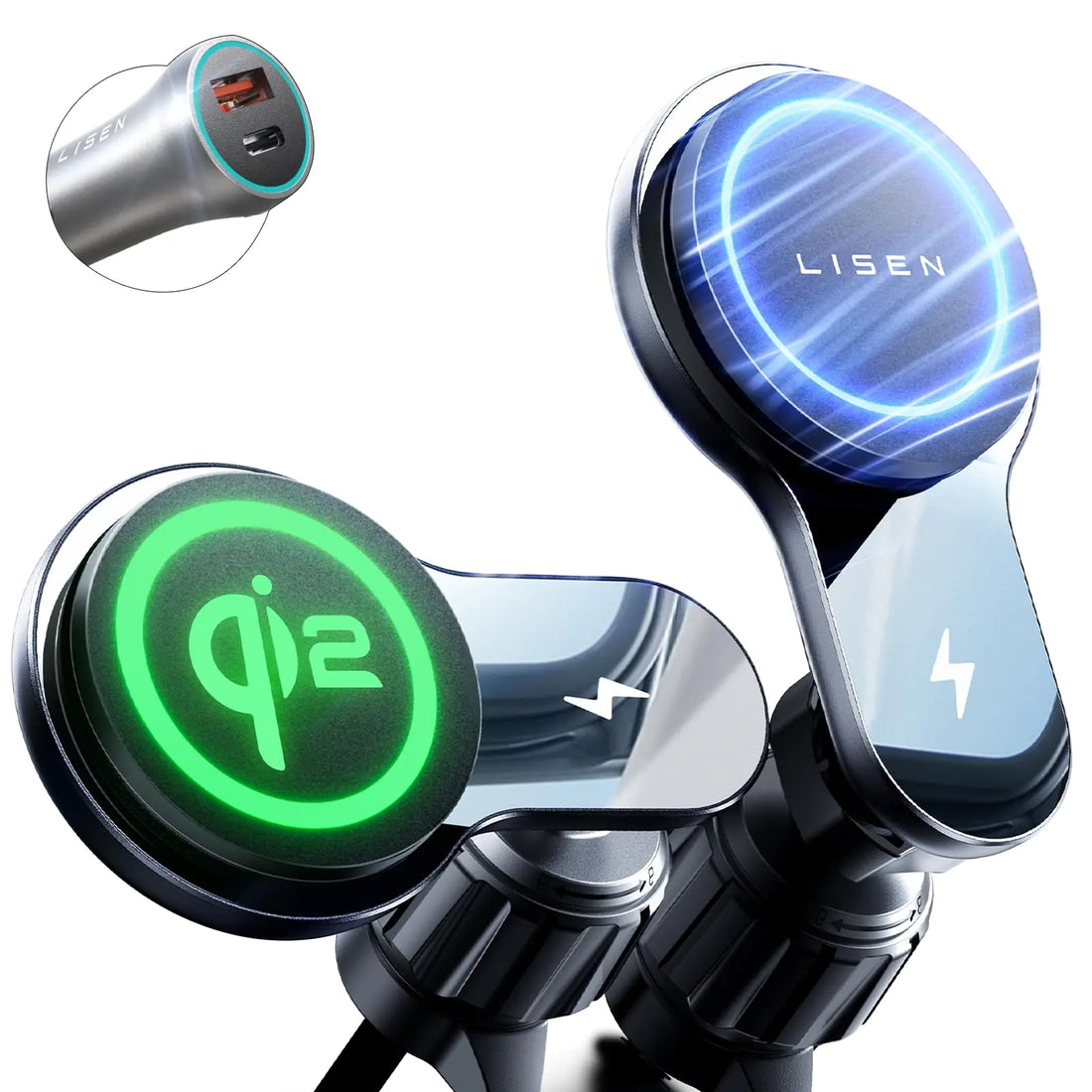 LISEN for Qi2 MagSafe Car Mount Charger 15W QI2 Wireless Car Charger Cooling with MagSafe Charger Car Mount Phone Holders for Your Car Magnetic Car Charger for iPhone 16 Pro Max Plus 15/14/13 Mini