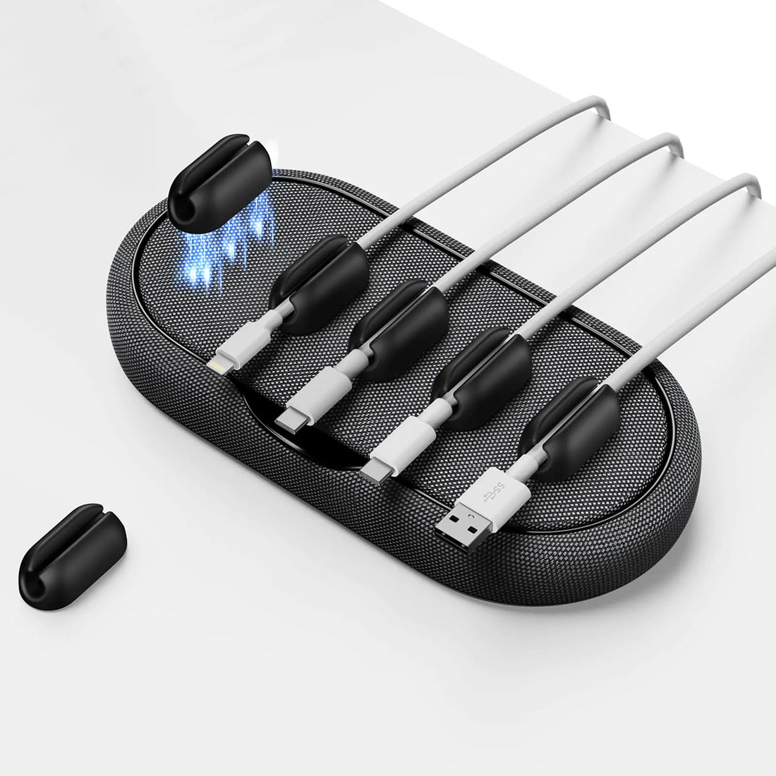 Cable Management Magnetic Cord Organizer Desk Cord Holder Wire Keeper with 6 Magnetic Cable Clips Charger Cord Management for Home Office Lightning/USB C/Micro Cable Dark Gray