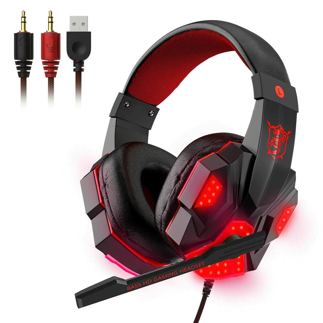 LED Gaming Headset 3.5mm Surround Sound for PS4/Xbox/PC